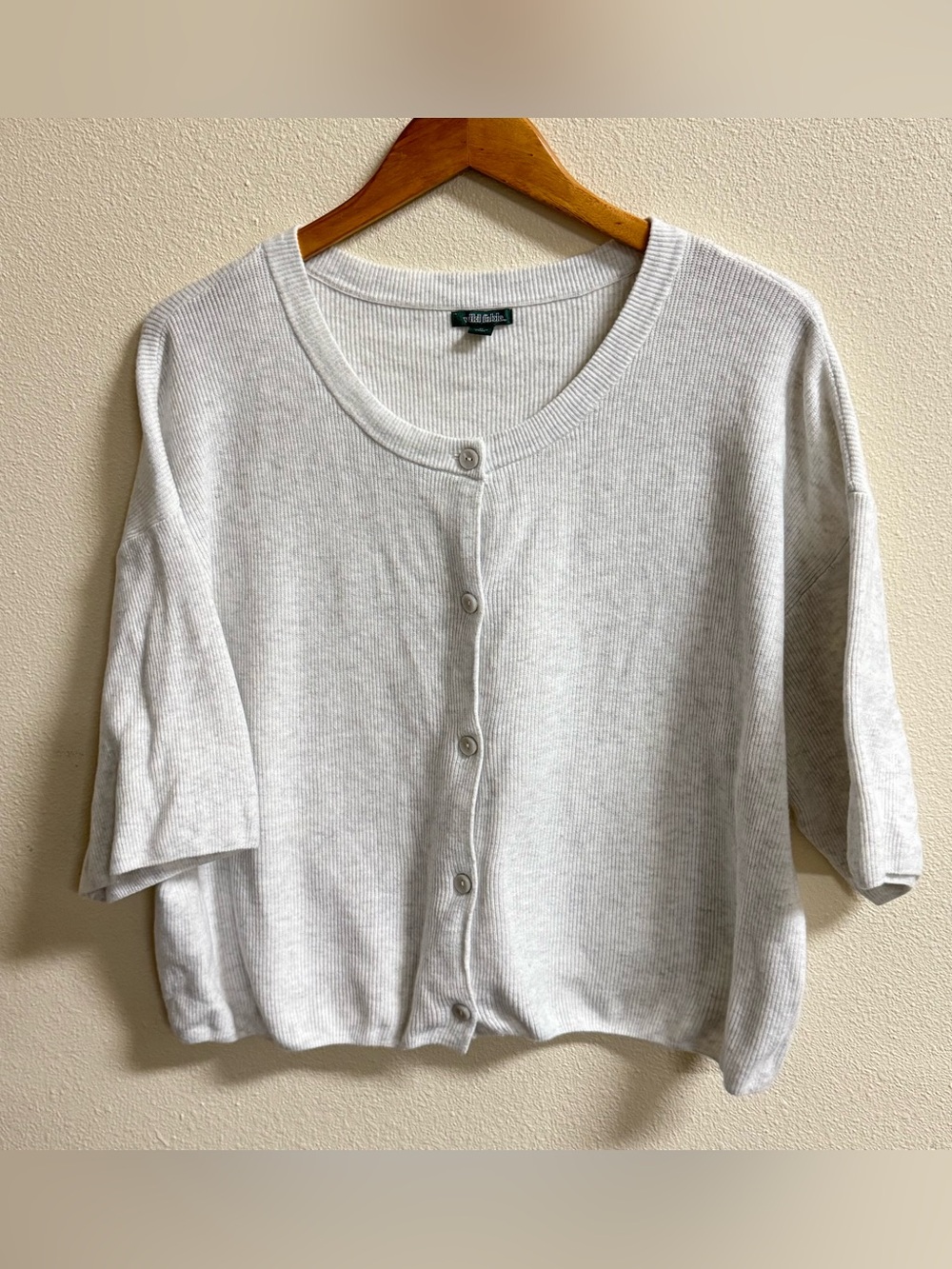 Wild Fable XL Light Gray Ribbed Short Sleeve Button Cardigan
